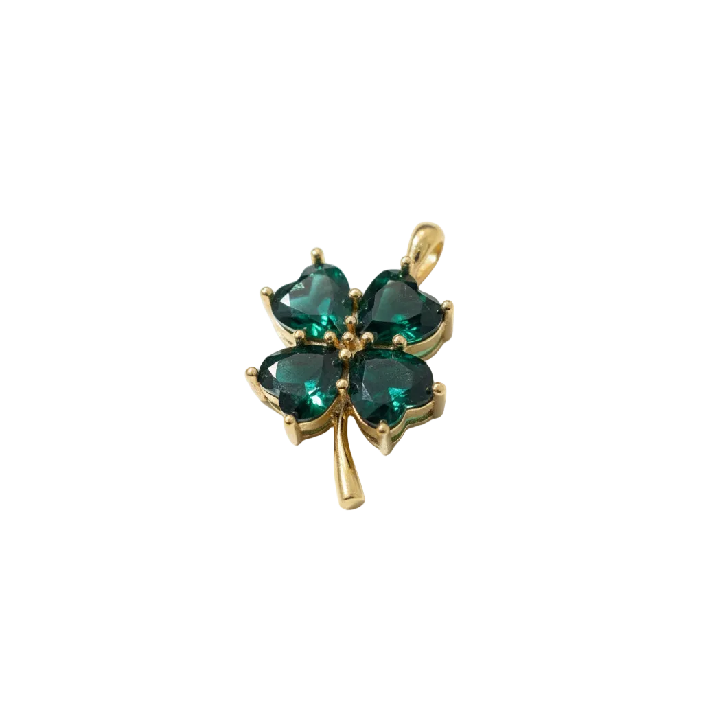 Kleeblatt Charm mit grünen Steinen