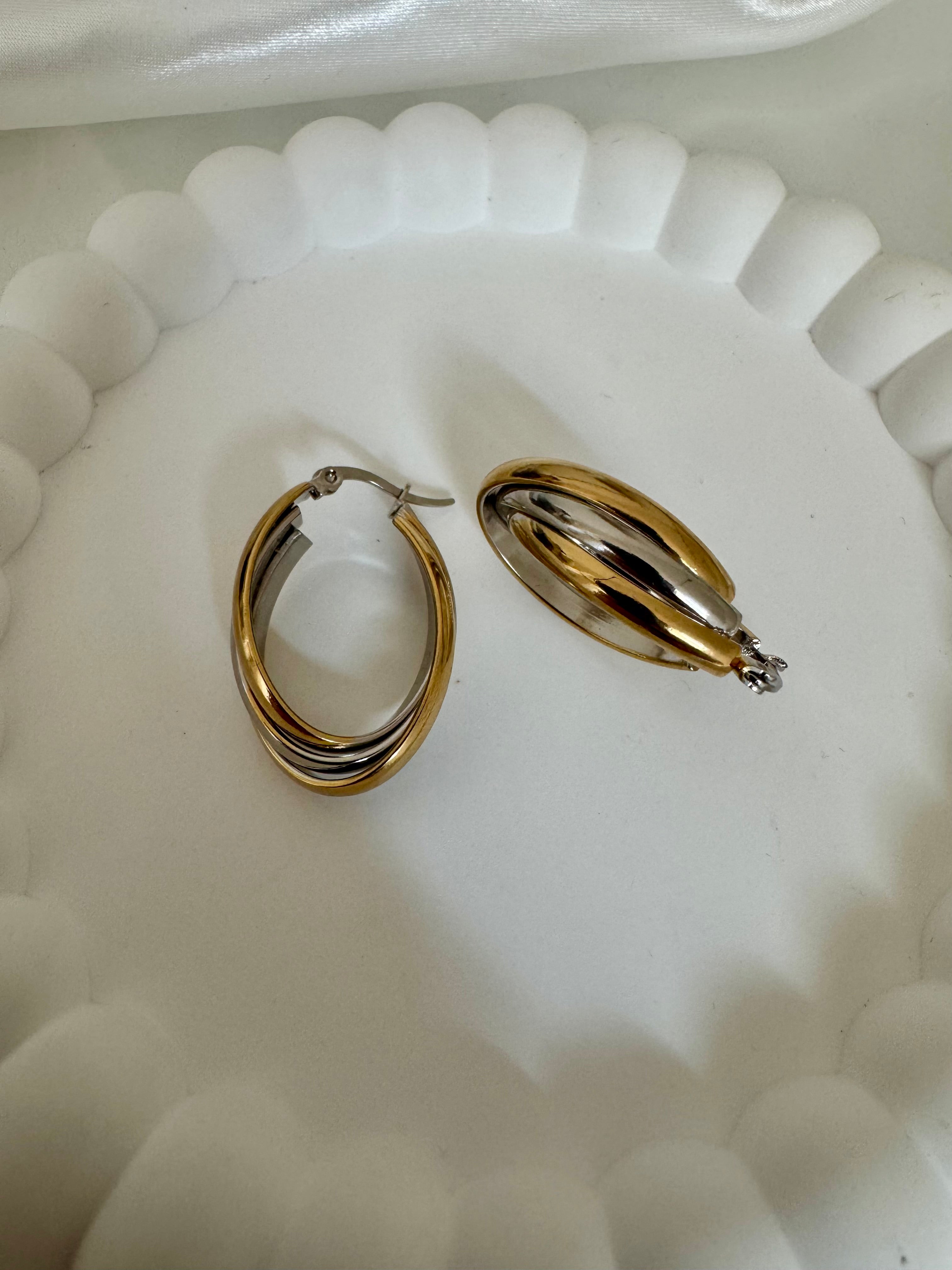 Triple Ohrringe| 18K vergoldet