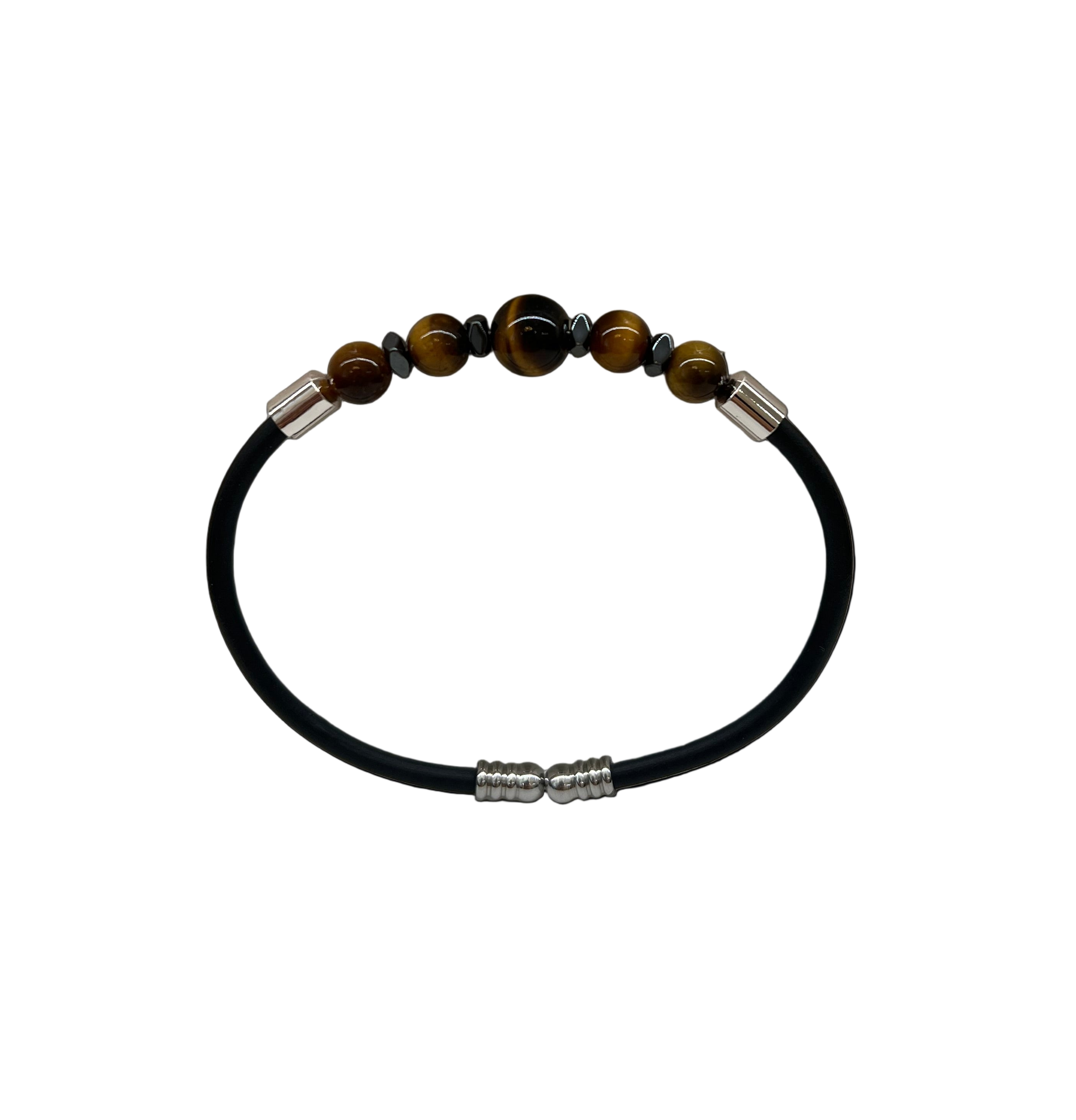 Armband mit Tigerauge-Perlen und schwarzem Band