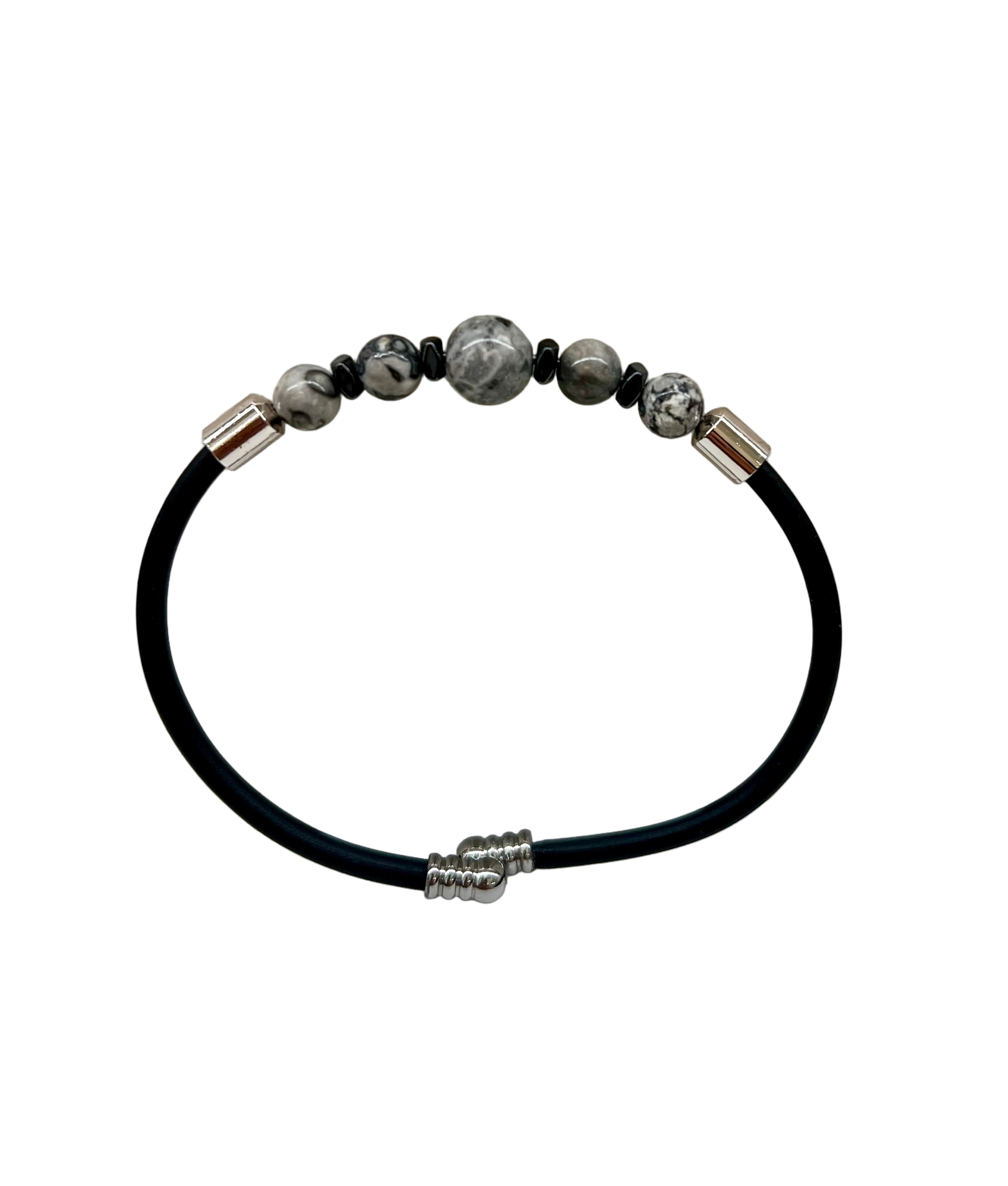 Armband mit grauen Jaspis-Perlen