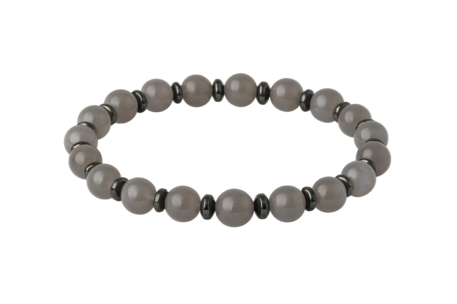 Grauer Achat & Hämatit – Armband der Ruhe