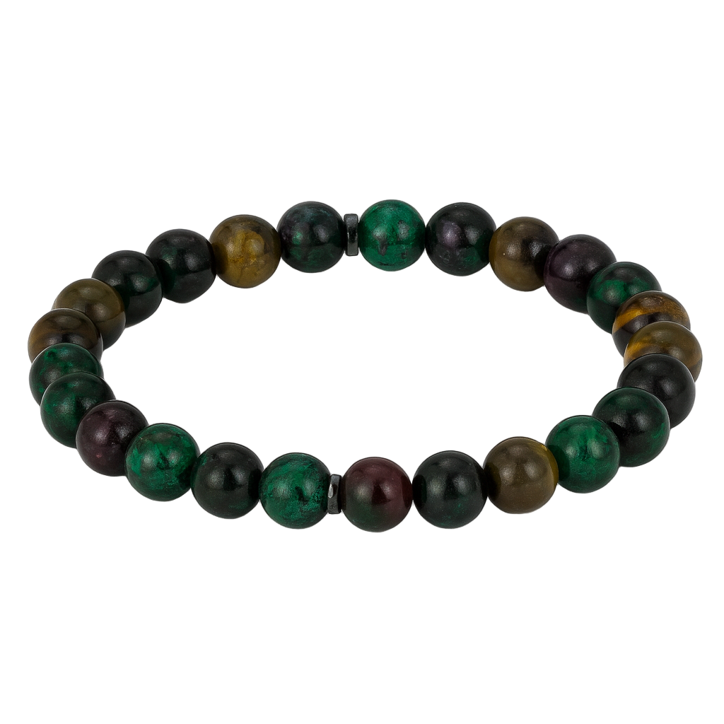 Tigerauge, Rubin-Zoisit & Hämatit – Armband der Harmonie