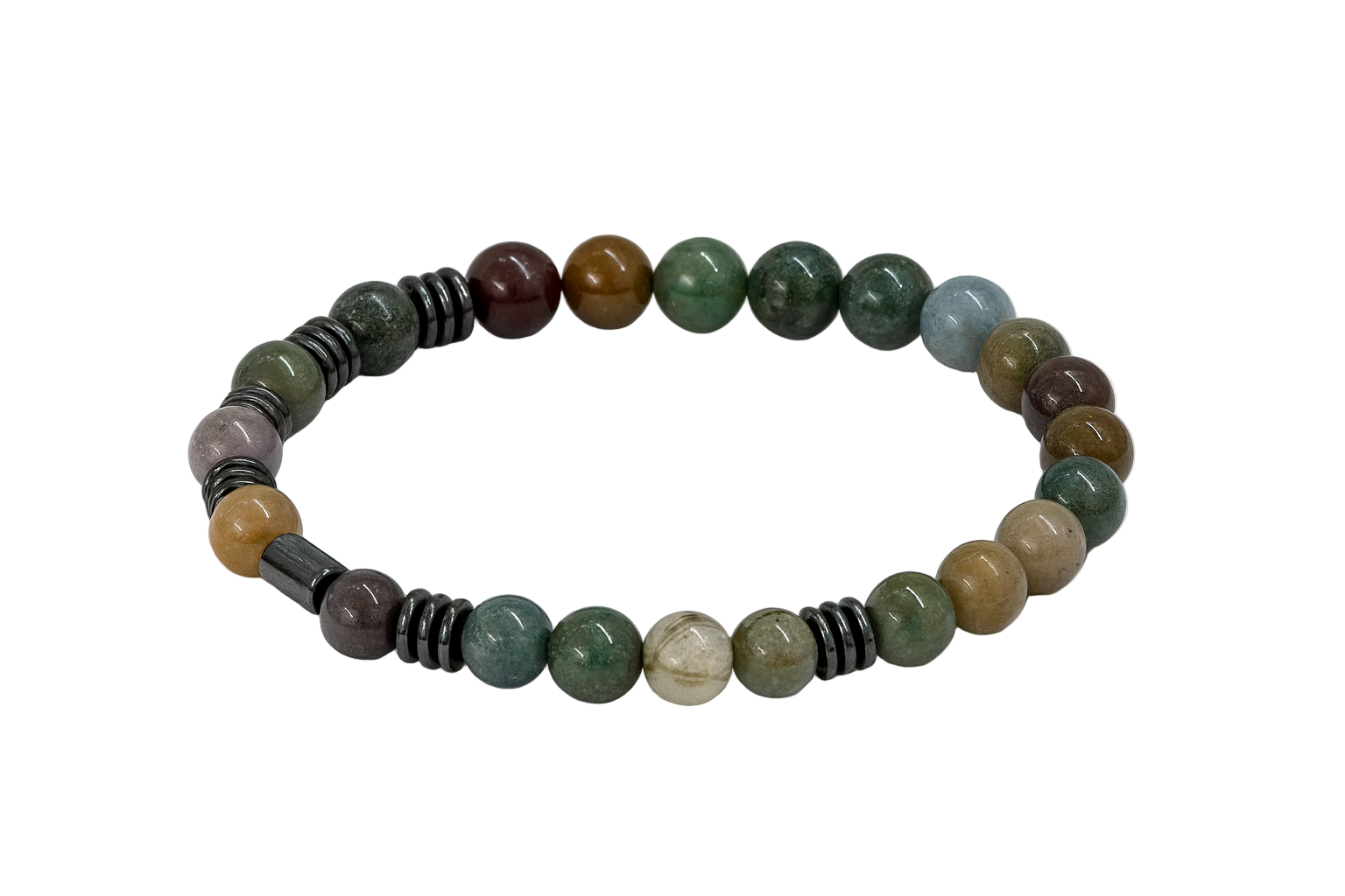 Indischer Achat & Hämatit – Armband der Erdung