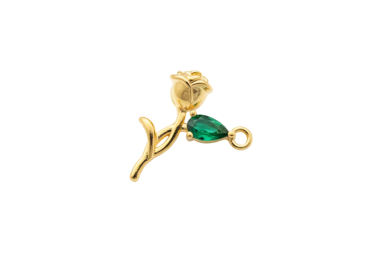 Rosen Charm mit grünen Stein