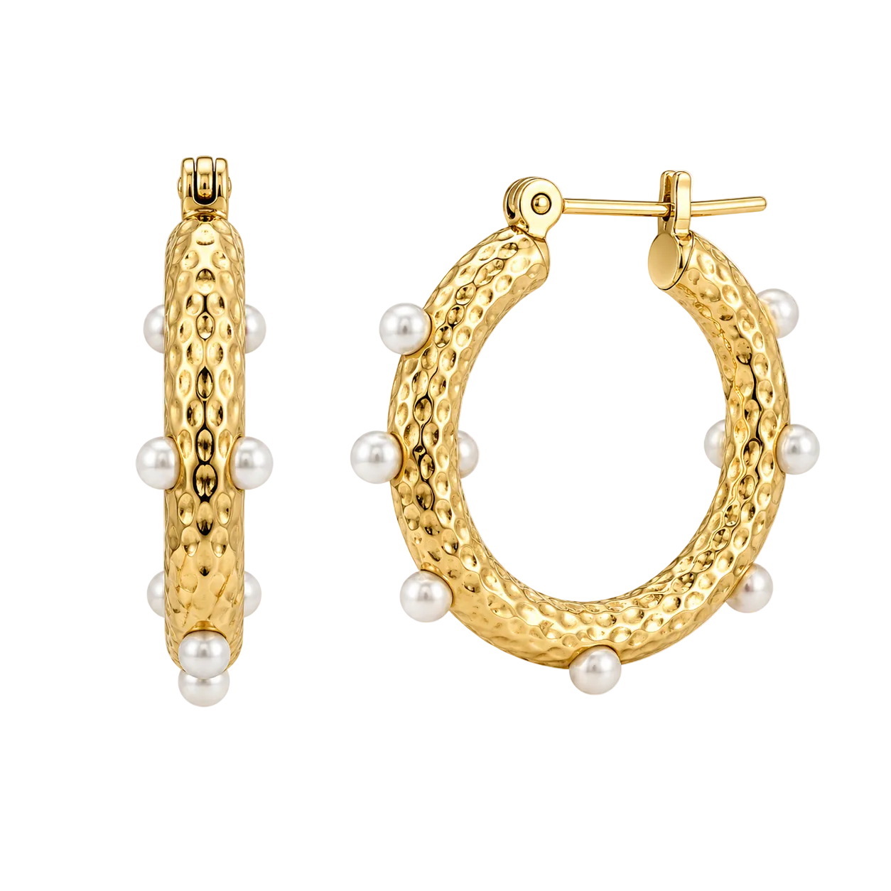 Golden Pearl Aura Hoops