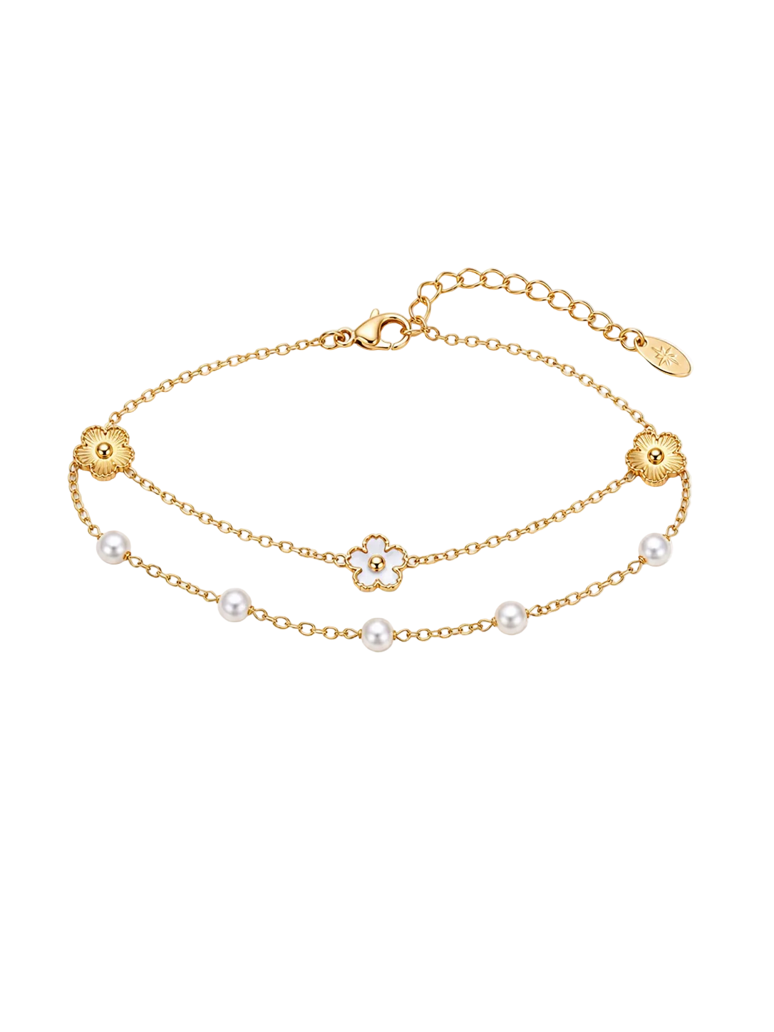 Daisy Pearl Layer Bracelet