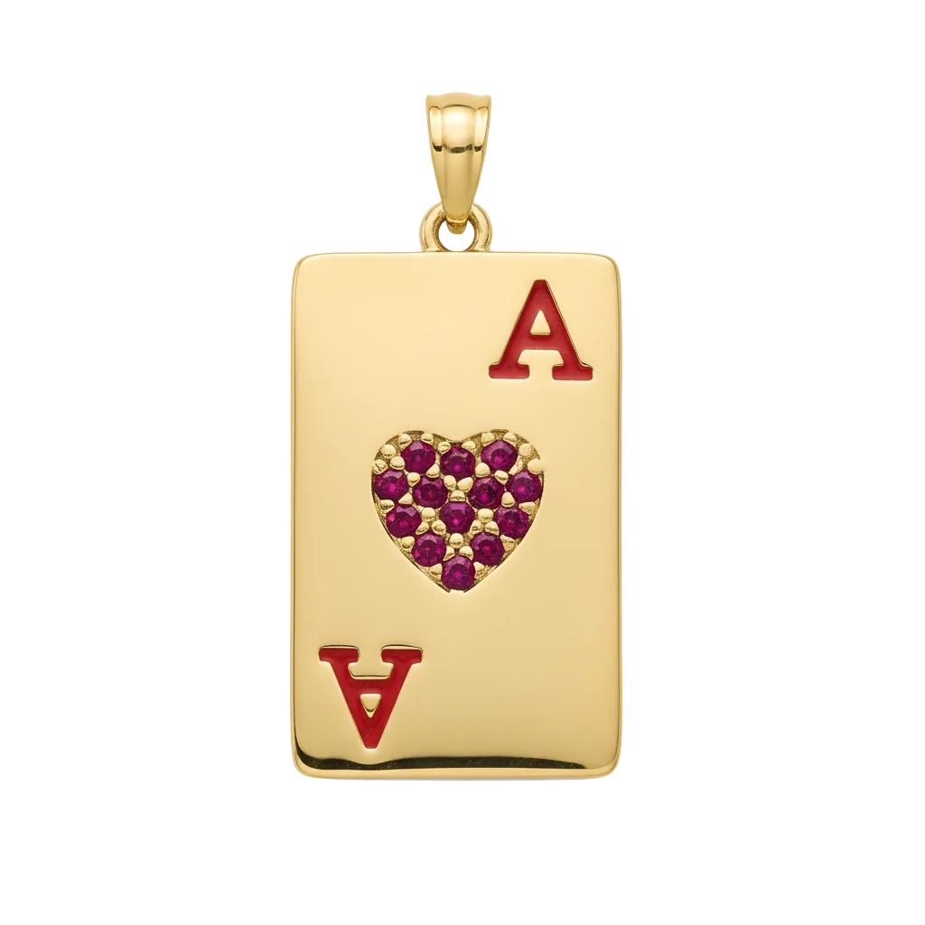 Spielkarte Ass Charm mit Zirkonia