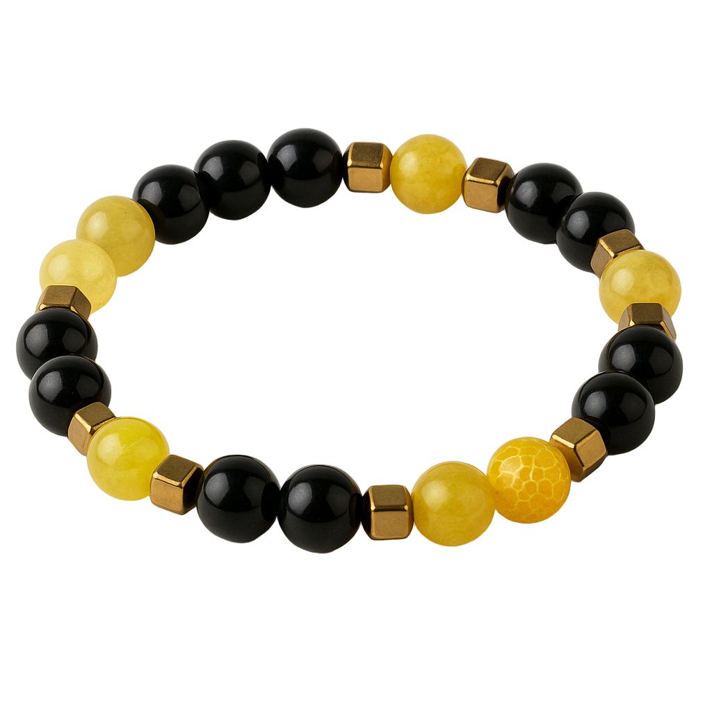 Gelber Achat & Onyx – Armband der Energie