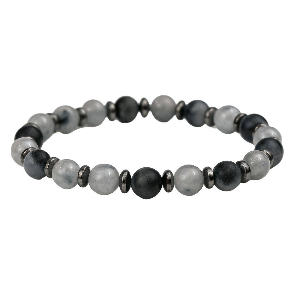 Grauer Achat & Hämatit – Armband der Klarheit