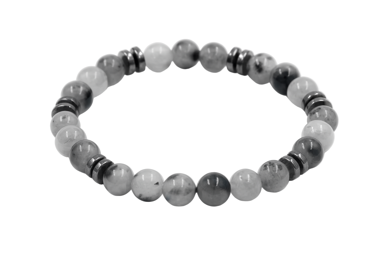 Grauer Rutilquarz & Hämatit – Armband der Klarheit