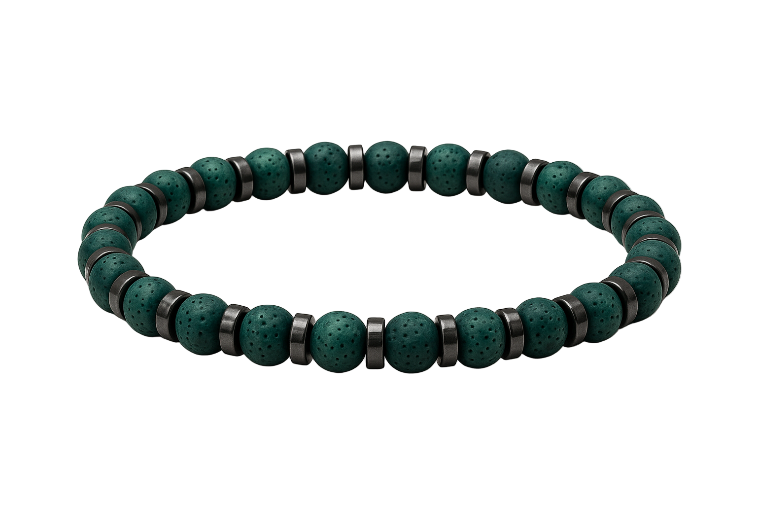 Grüne Lavasteine & Hämatit – Armband der Stärke