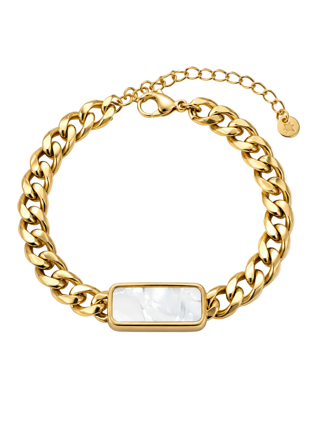 Pearl Bar Cuban Chain Bracelet